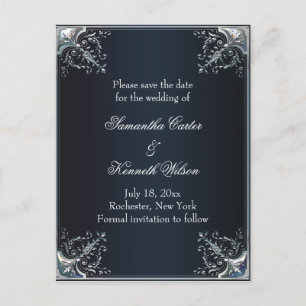 Carte Postale Faire-part Cartons d'invitation de mariage en satin noir Blac