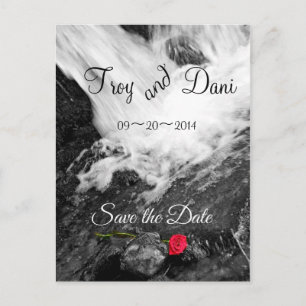 Carte Postale Faire-part Cascade et Rose - Enregistrer la date