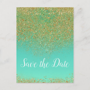 Carte Postale Faire-part Cascading Gold Parties scintillant Glam Trendy Enr