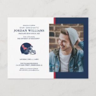 Carte Postale Faire-part Casque de football Ole Miss   Bleu foncé