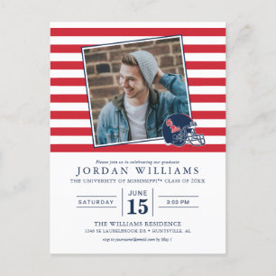 Carte Postale Faire-part Casque Ole Miss Football   bleu foncé