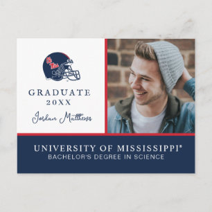 Carte Postale Faire-part Casque Ole Miss Football   bleu foncé