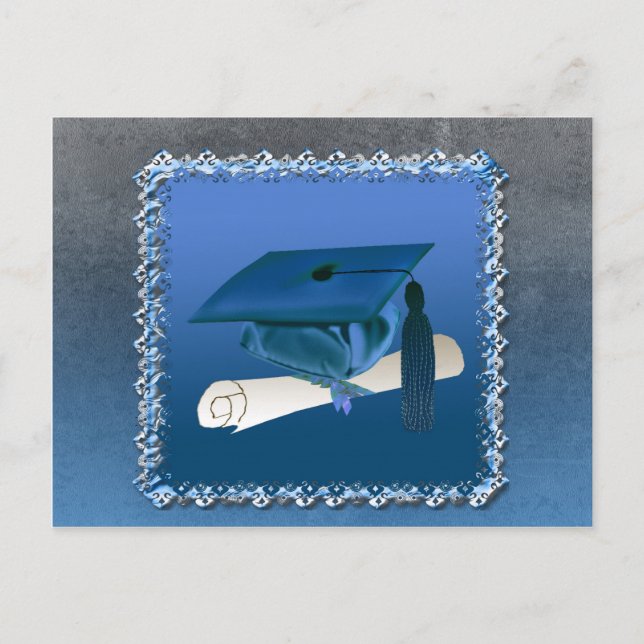 Carte Postale Faire-part Casquette avec pompon et diplôme, remise de diplôm (Devant)
