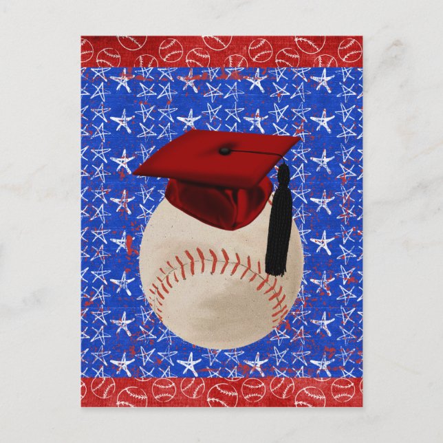 Carte Postale Faire-part Casquette de baseball, Étoiles, Rouge, Blanc, Bleu (Devant)