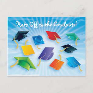 Carte Postale Faire-part Casquettes au diplômé !