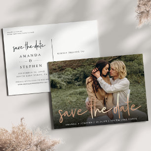 Carte Postale Faire-part Casual Sketch Copper   Photo Wedding Save the Date