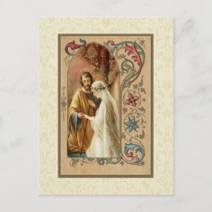 Carte Postale Faire-part Catholique traditionnel ENREGISTRER LA DATE Mariag