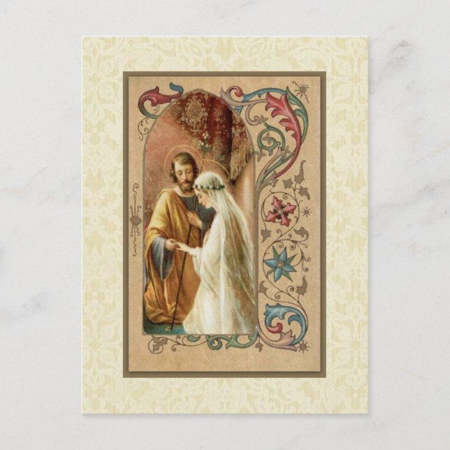 Carte Postale Faire-part Catholique traditionnel ENREGISTRER LA DATE Mariag (Devant)