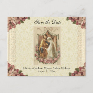 Carte Postale Faire-part Catholique traditionnel ENREGISTRER LA DATE Mariag