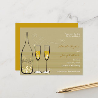 Carte Postale Faire-part Célébration de bulles de champagne Enregistrez la