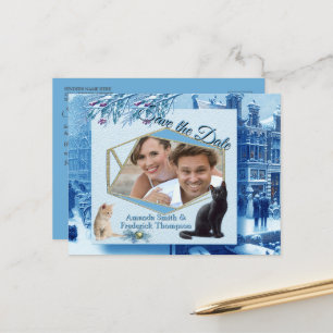 Carte Postale Faire-part Célébrations d'hiver dans la neige, avec Kittens