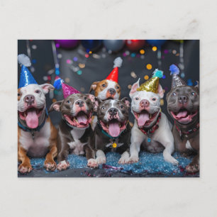 Carte Postale Faire-part Célébrez le Nouvel An et les fêtes avec les Pitbul