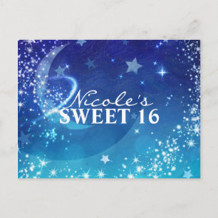Carte Postale Faire-part Céleste Sky Moon Sparkle Party Enregistrer la date