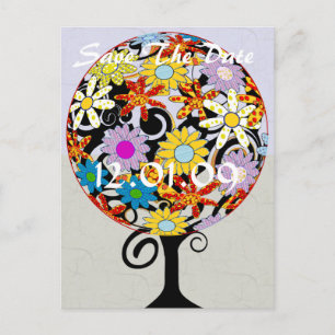 Carte Postale Faire-part Cercle d'amour de l'arbre fleuri de la forêt magiq