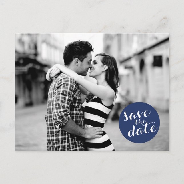 CARTE POSTALE FAIRE-PART CERCLE SOLIDE | ENREGISTRER LA DATE D'ANNONCE (Devant)