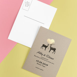 Carte Postale Faire-part Cerf Amour Cerf de forêt Sauver la date