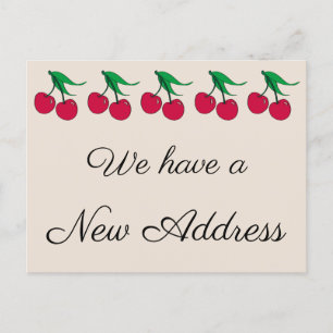 Carte Postale Faire-part Cerises rouges pour une nouvelle maison