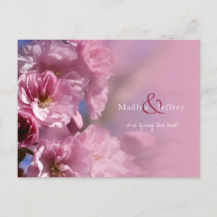 Carte Postale Faire-part cerisier rose fleurs mariage de printemps