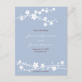 Carte Postale Faire-part Cerisiers Fleurs Bleues