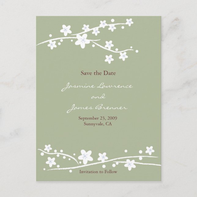 Carte Postale Faire-part Cerisiers verts (Devant)