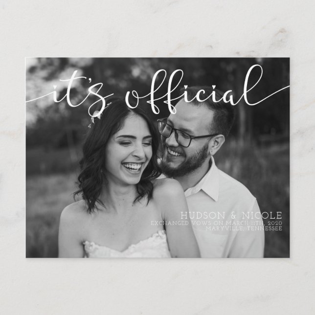 Carte Postale Faire-part C'est le Mariage photo officiel de Elopement (Devant)