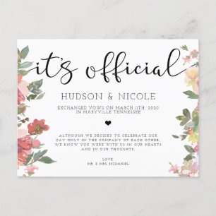 Carte Postale Faire-part C'est officiel Elopement Mariage Postc