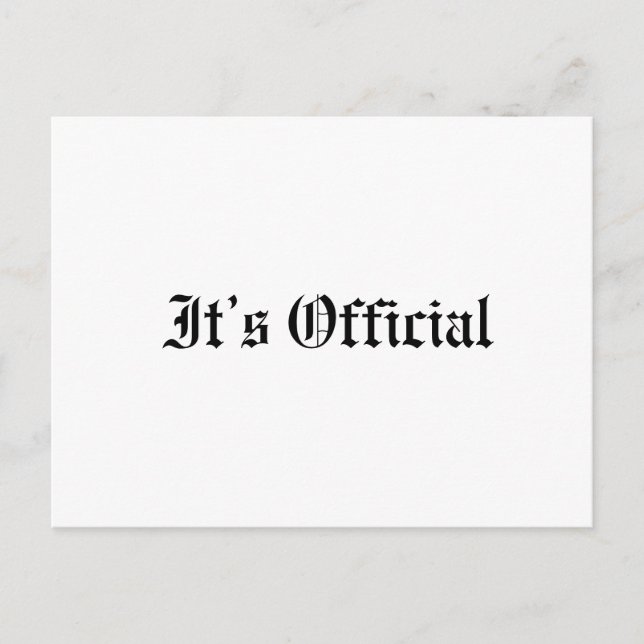 Carte Postale Faire-part C'est officiel mariage rustique gothique (Devant)