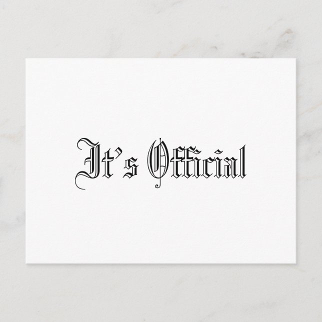 Carte Postale Faire-part C'est officiel Simple mariage gothique (Devant)