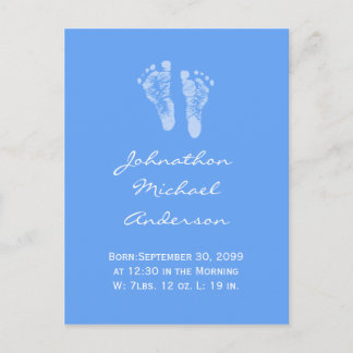 Carte Postale Faire-part C'est un garçon Annonce de naissance Bébé Empreint