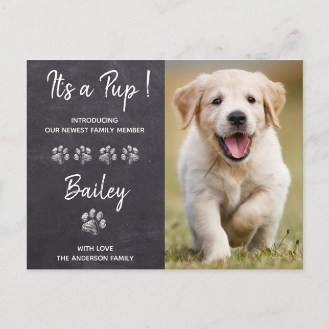 Carte Postale Faire-part C'est un nouveau chien de marionnette (Devant)