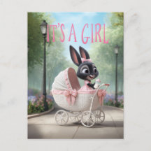 C'est une fille : Bébé Lapin Mignon Rose Chariot V