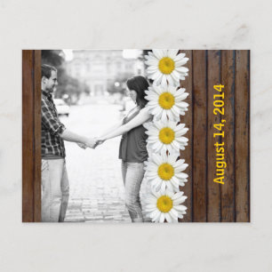 Carte Postale Faire-part Chaîne de marguerite en bois Brown Photo Enregistr