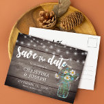Carte Postale Faire-part Chaîne Rustique Lights Mason Jar Enregistrer La Da<br><div class="desc">Envoyez-moi un courriel à JMR._Designs@yahoo.com si vous avez besoin d'aide ou si vous avez une demande spéciale.</div>