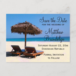 Carte Postale Faire-part Chaises de plage Destination Mariage Enregistrer l