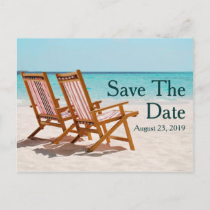 Carte Postale Faire-part Chaises de plage Mariage de destination Save the D
