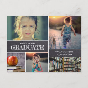 Carte Postale Faire-part Chalkboard Kindergarten Graduate Photo Collage