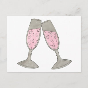 Carte Postale Faire-part Champagne Rose Save the Date Mariage Mariée Marié