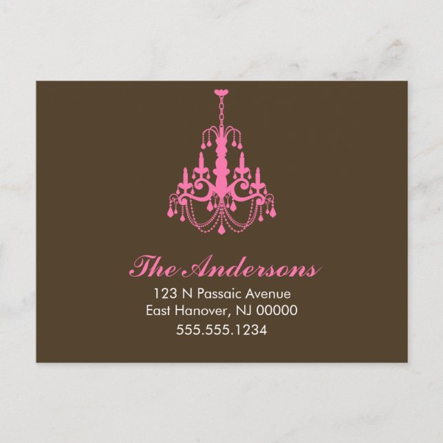 Carte Postale Faire-part Chandelier rose Moving Annonces (Devant)