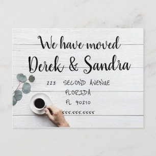 Carte Postale Faire-part Change of address postcard we have moved coffee