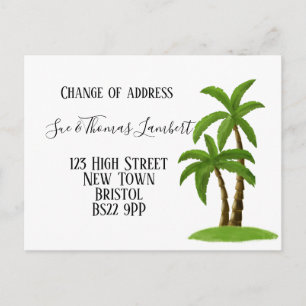 Carte Postale Faire-part Change of address tropical, palm tree, beach