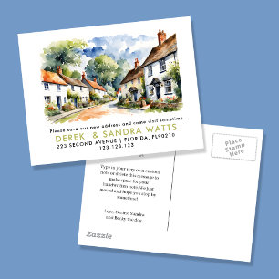 Carte Postale Faire-part changement d'adresse, annonce déplacée village