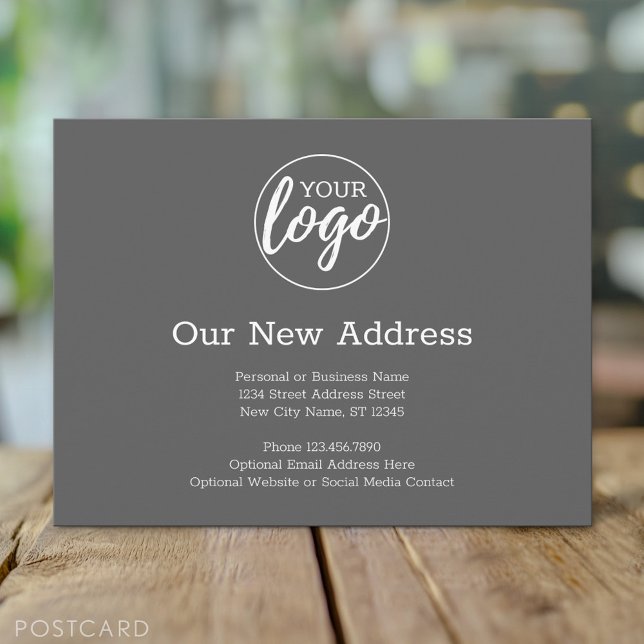 Carte Postale Faire-part Changement d'adresse avec le logo de l'entreprise  (Custom New Address Postcard for a Business that is moving)