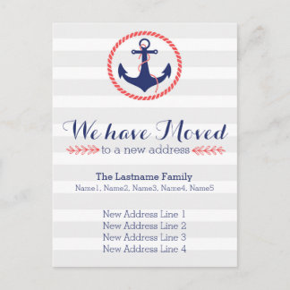Carte Postale Faire-part Changement d'adresse d'ancre nautique