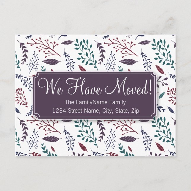 Carte Postale Faire-part Changement d'adresse de feuille en baisse (Devant)