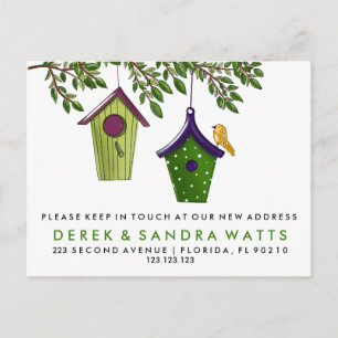 Carte Postale Faire-part Changement d'adresse des boîtes à oiseaux que nous