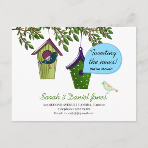 Carte Postale Faire-part Changement d'adresse des boîtes à oiseaux que nous