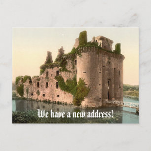 Carte Postale Faire-part Changement d'adresse drôle avec le château