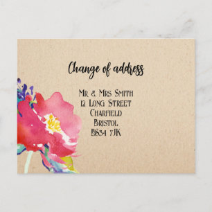 Carte Postale Faire-part Changement d'adresse Elegant Floral Postcard