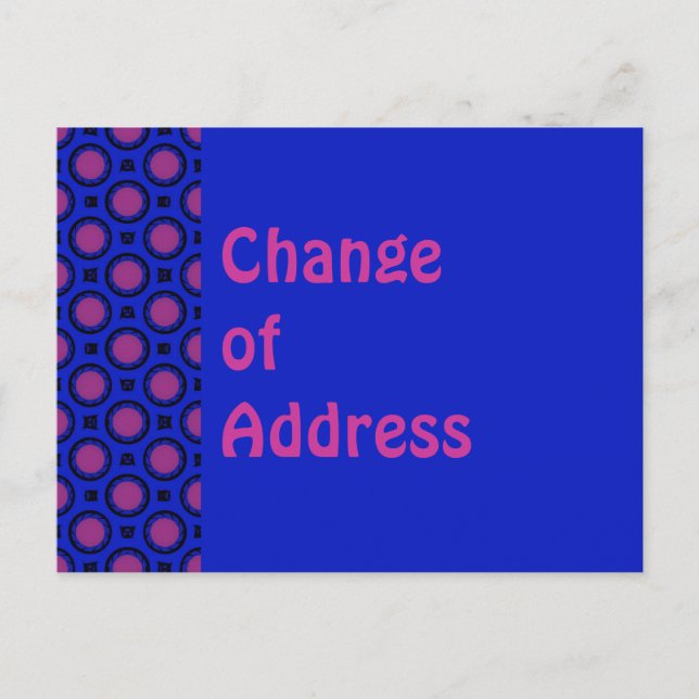 Carte Postale Faire-part Changement d'adresse en bleu avec points violets (Devant)