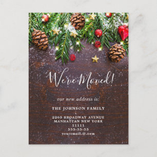 Carte Postale Faire-part Changement d'adresse Noël Fêtes rustiques